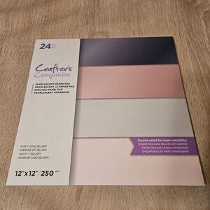 Crafters Companion Pearlescent Paper Pad Cardstovk 12x12" 250gsm New Navy Blush